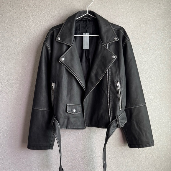 BLANK NYC Vegan Leather Moto Jacket with Belt - Picture 6 of 15